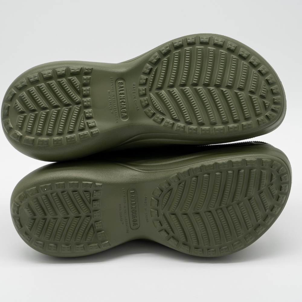 size 44 - Balenciaga Crocs Mule Green Khaki Rubber Slide Sandal Platform - Picture 6 of 13